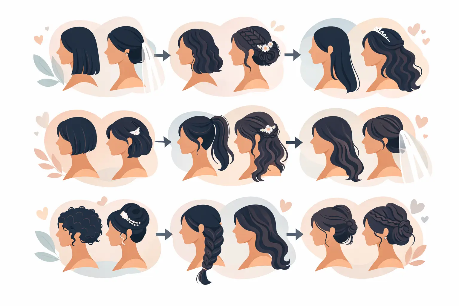 9 Wedding Hairstyle Transformation Examples